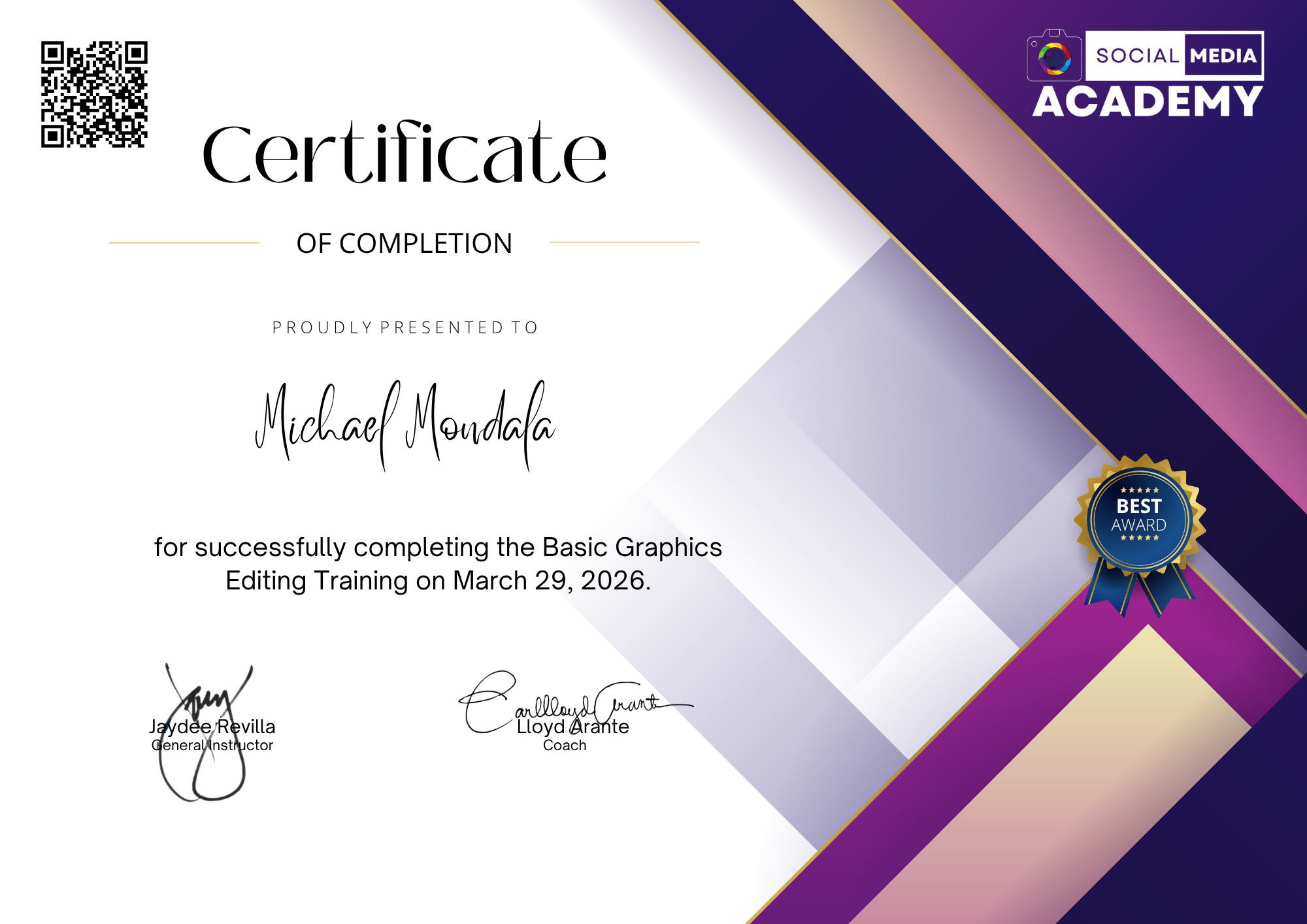 Basic Graphics Editing Certificate